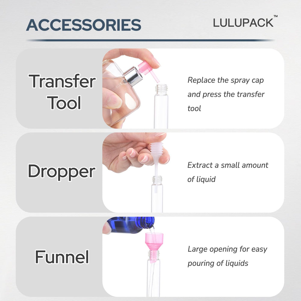 Lulupack bouteilles à remplir 8 ml brun, réutilisables et faciles à recharger.