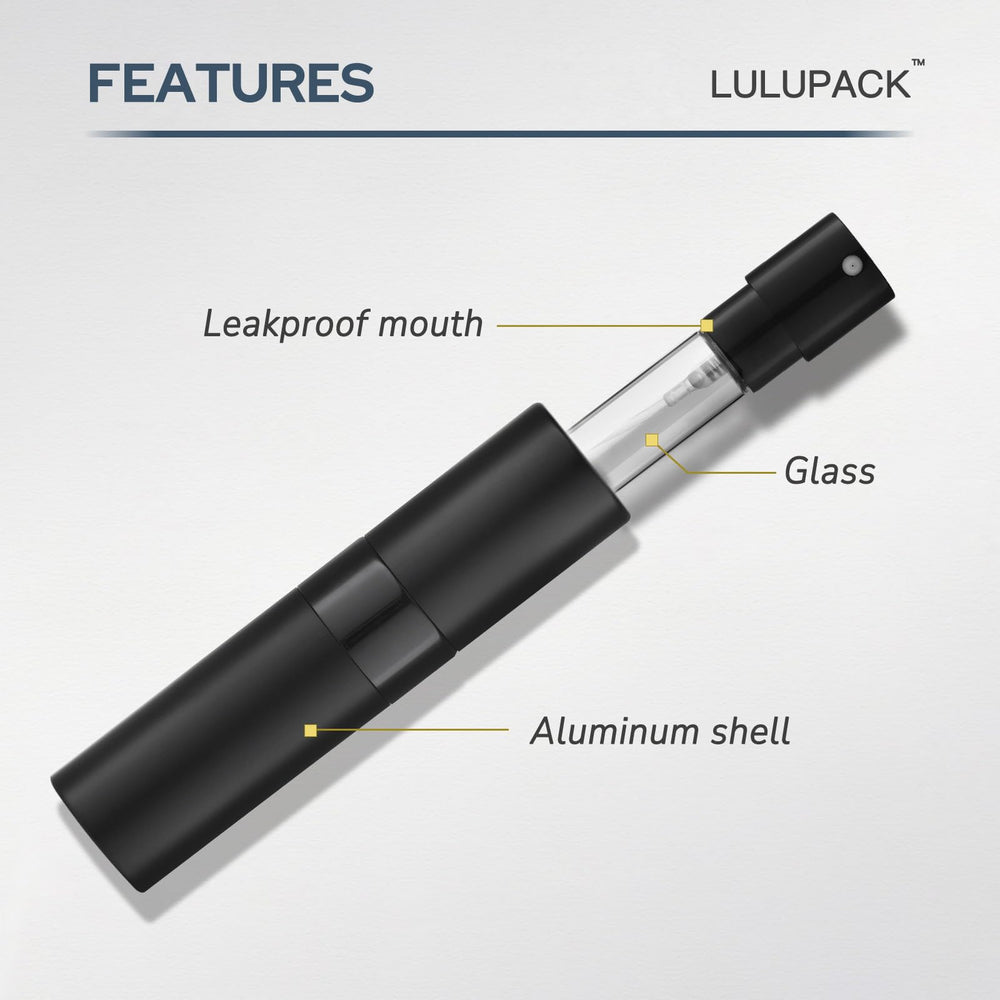 Lulupack flacons échantillon 8 ml, faciles à remplir et transporter en voyage.