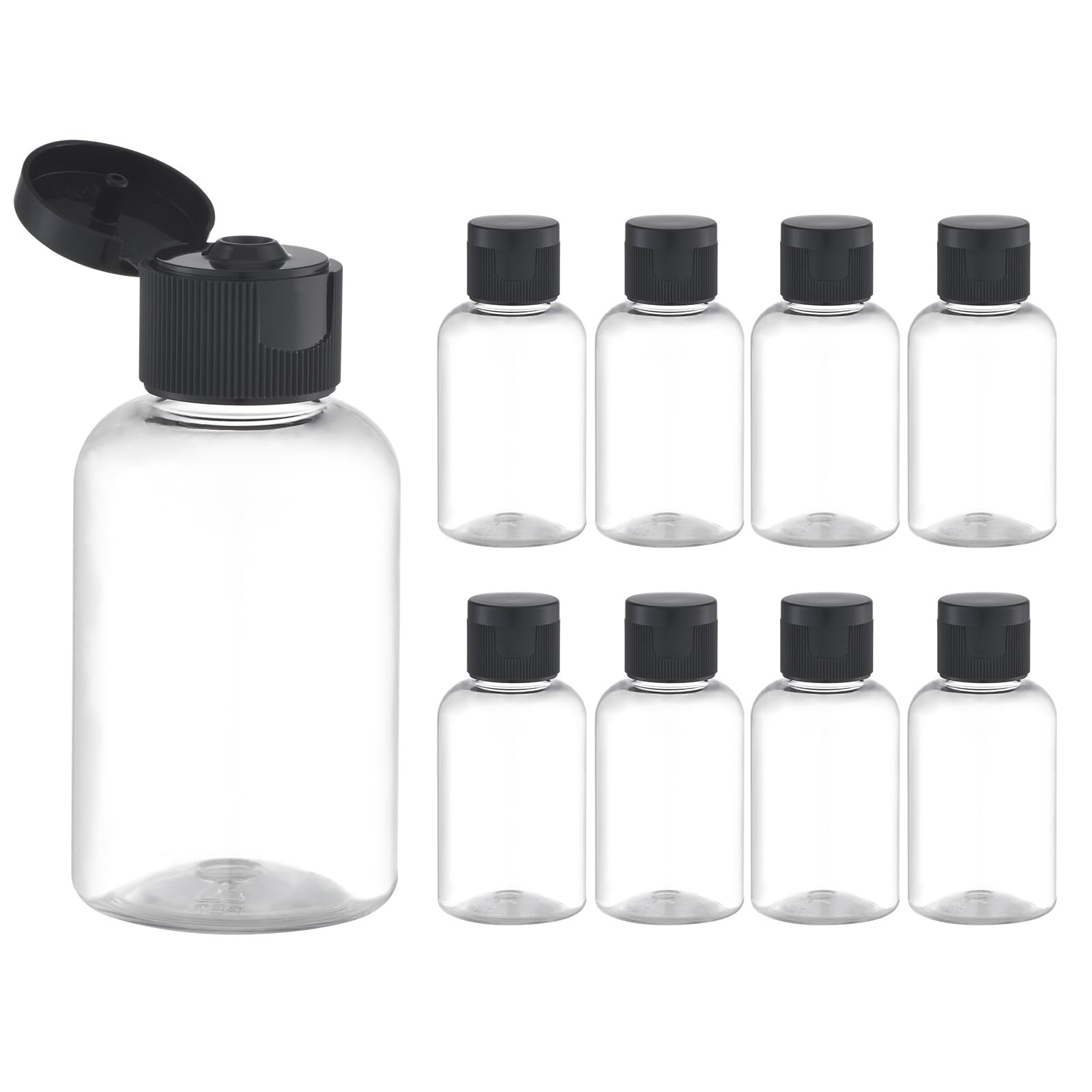 Flacons Lulupack transparents, idéaux pour repérer rapidement le contenu durant le voyage.