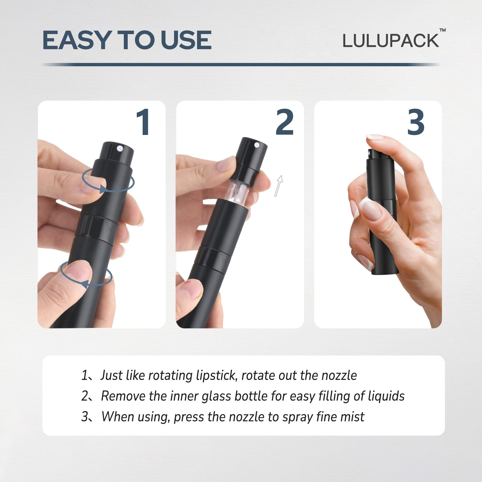 Lulupack kit parfum voyage 8 ml, tout-en-un pour emporter sa fragrance.