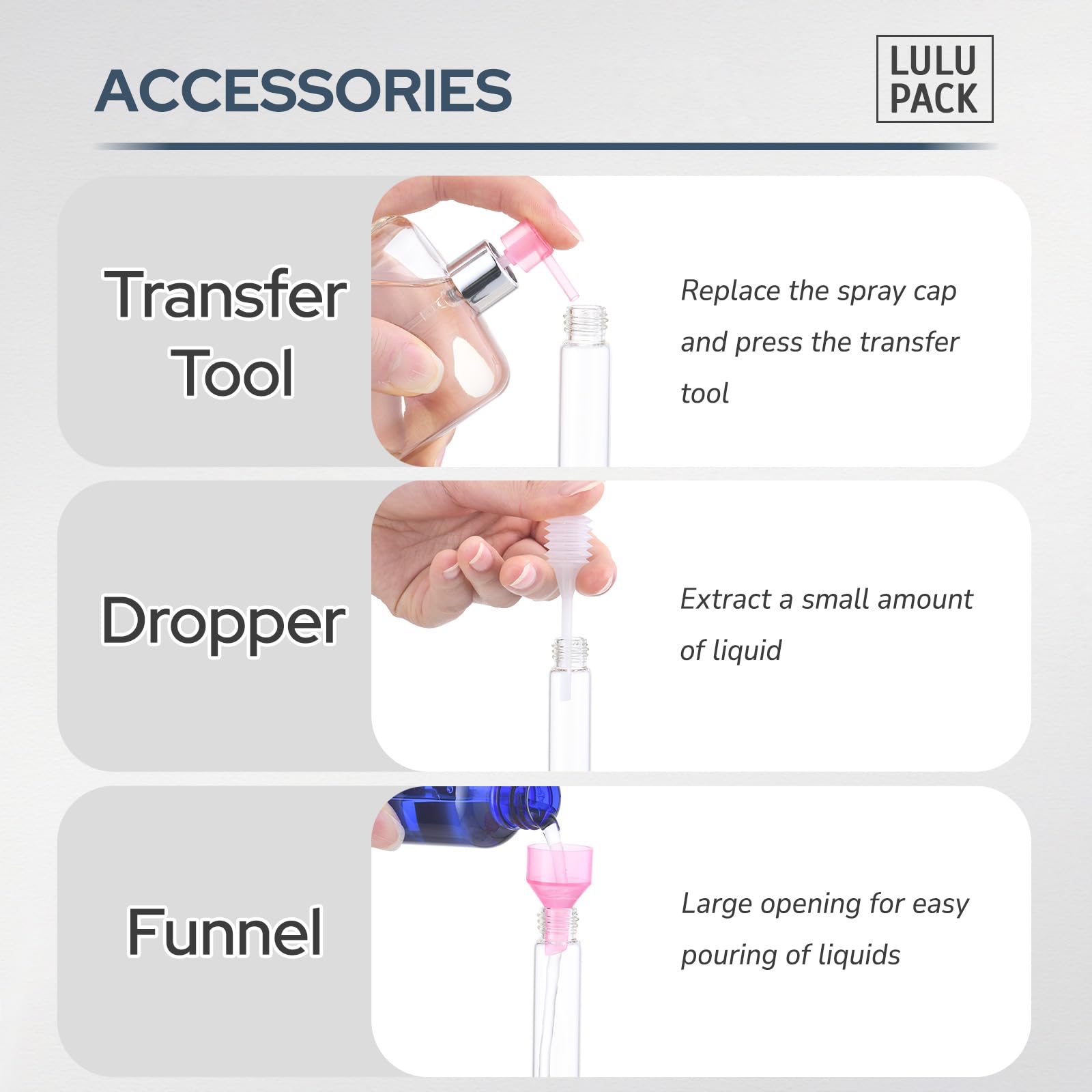 Lulupack kit remplissage inclus facilite le transfert entre parfums.