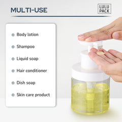 Lulupack pompe-bouteille gel-douche : versement net et rapide.