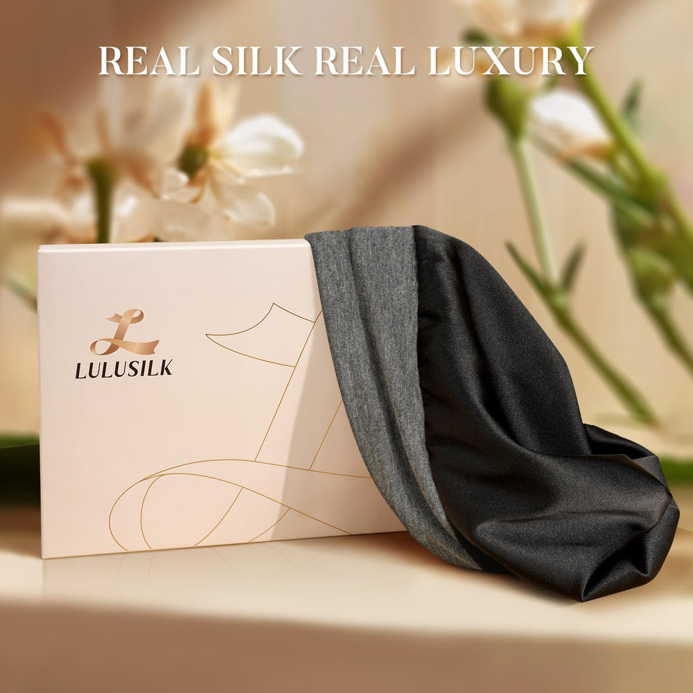 Bonnet de nuit LULUSILK en soie gris foncé pour un sommeil paisible.