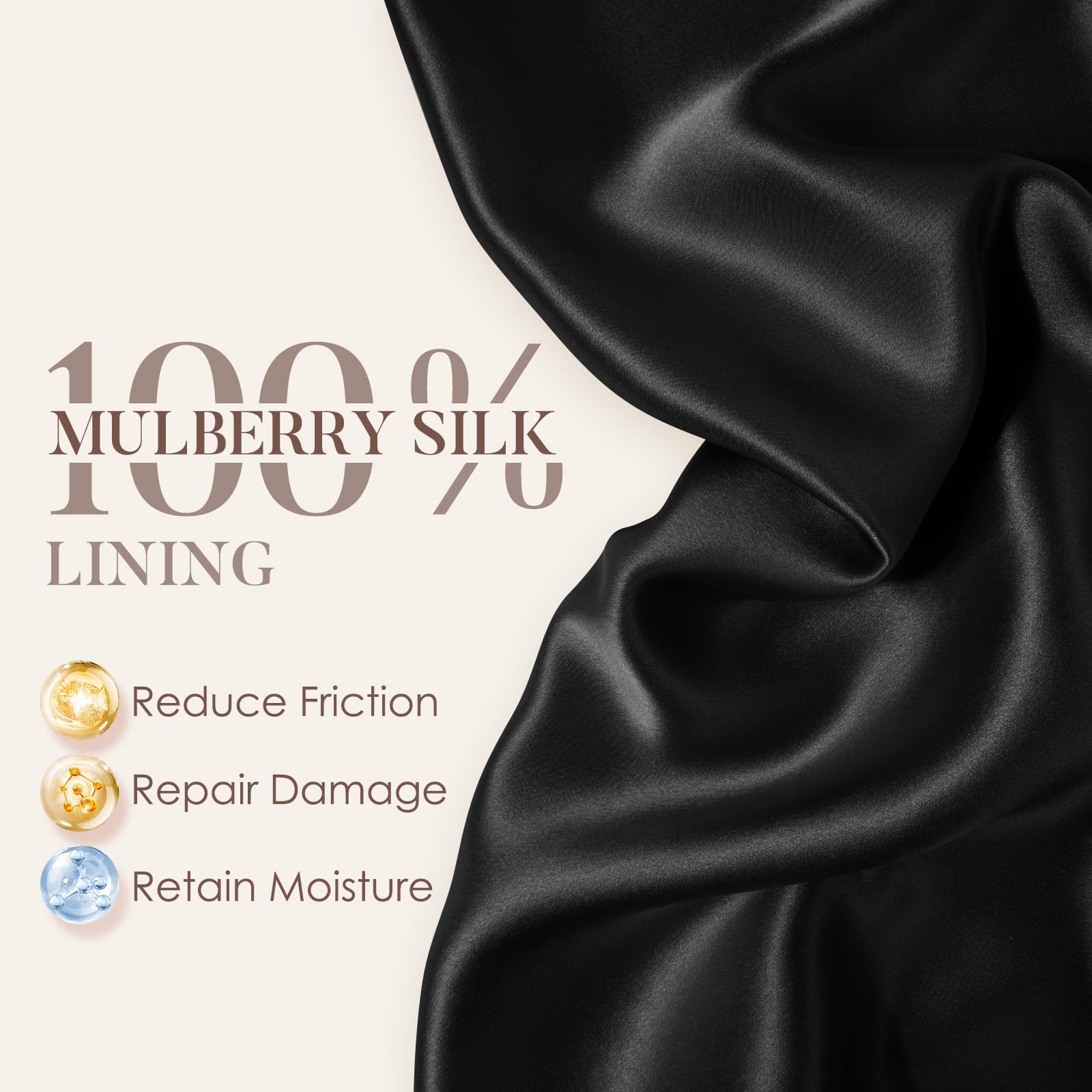 Bonnet soie ajustable LULUSILK, anti-glissement pour une nuit sans manipulation.