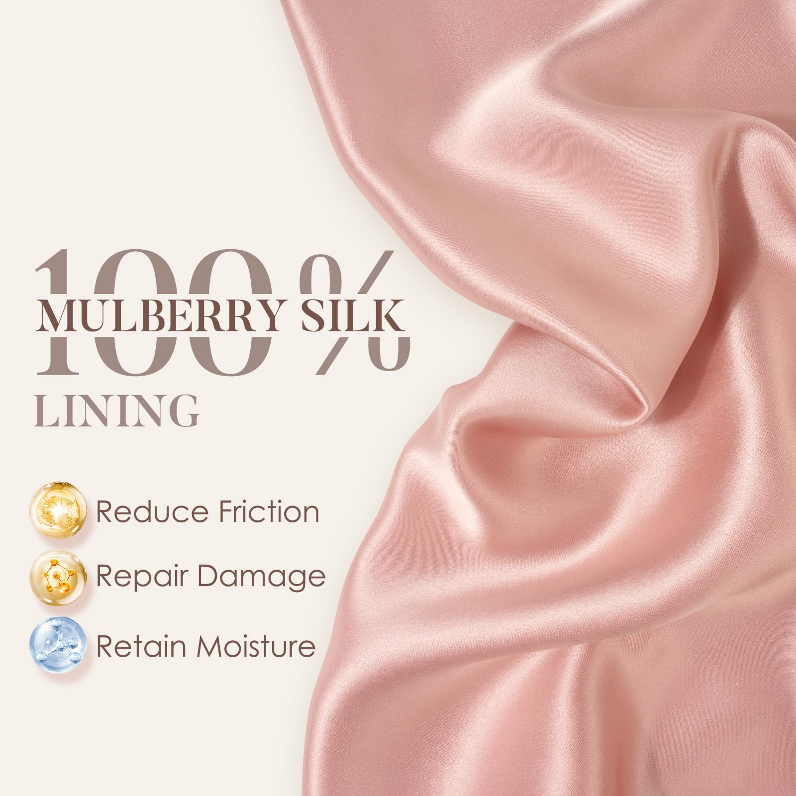 Bonnet LULUSILK en soie Mulberry avec sangle ajustable, maintien sécurisé toute la nuit.