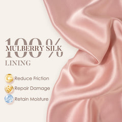 Bonnet LULUSILK en soie Mulberry avec sangle ajustable, maintien sécurisé toute la nuit.