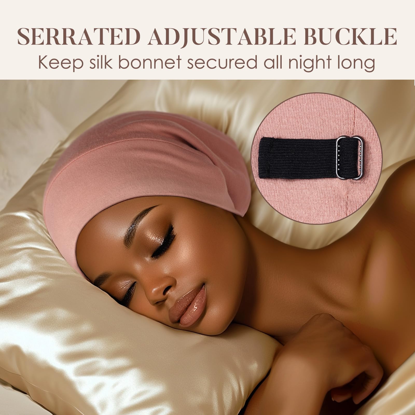 Le bonnet LULUSILK convient à tous types de cheveux et styles pour une protection nocturne.