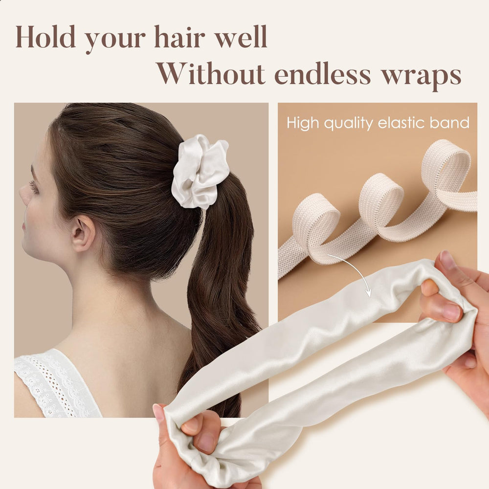 Scrunchies LULUSILK en soie Mulberry blanc, maintien doux et fiable