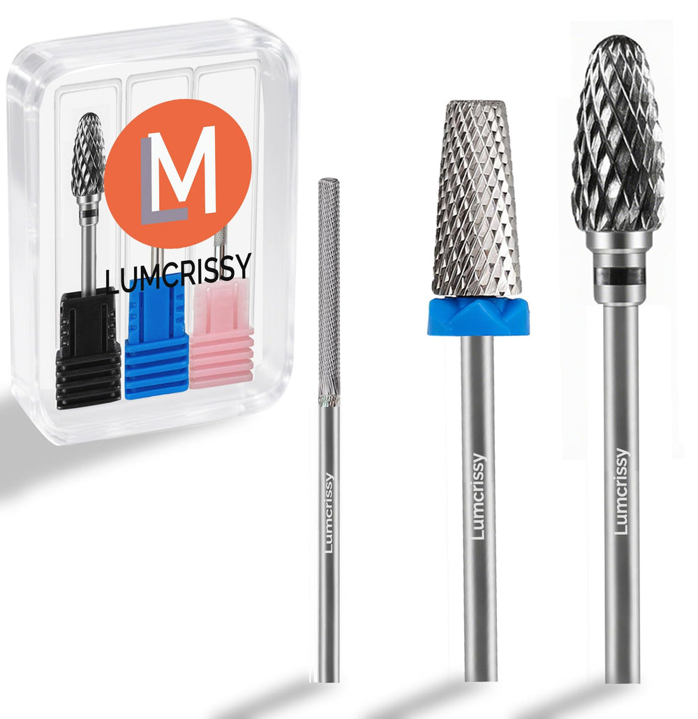Lumcrissy ensemble forets ongles 3 pièces, coupe croisée 5 en 1 pour préparation et finition.
