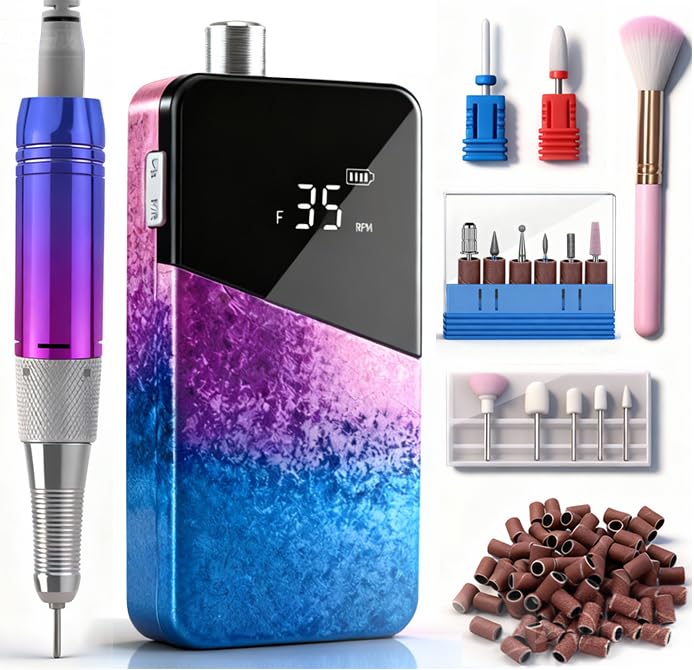 Lumcrissy perceuse à ongles pro montrant le maximum de vitesse 35000 rpm.