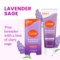 Lume application crème Lavande-Sauge, texture douce et facile.