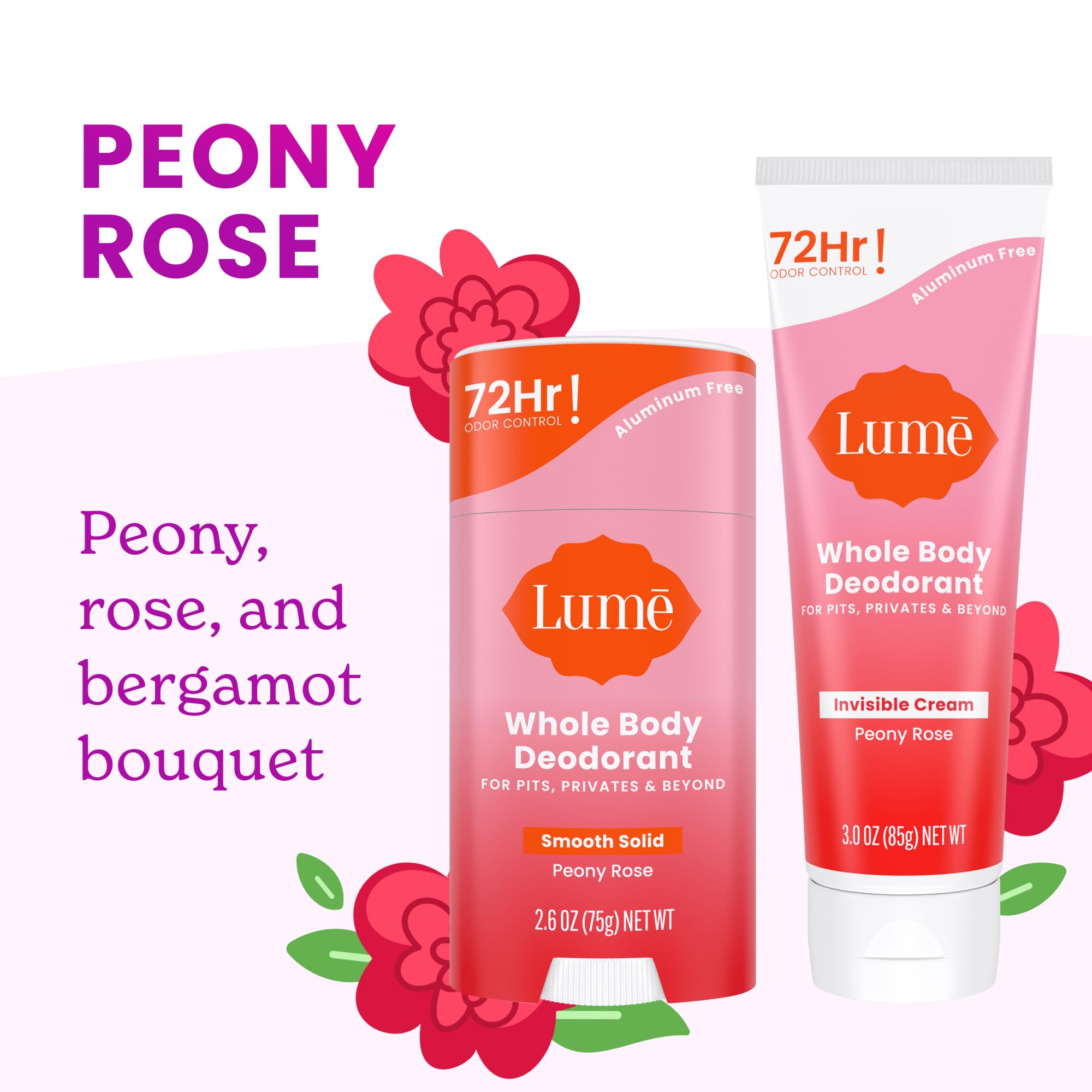 Lume crème invisible déodorant, application sur différentes zones corporelles