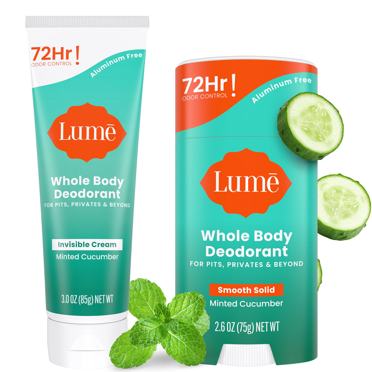 Crème invisible Lume Menthe Concombre, texture légère et absorption rapide.