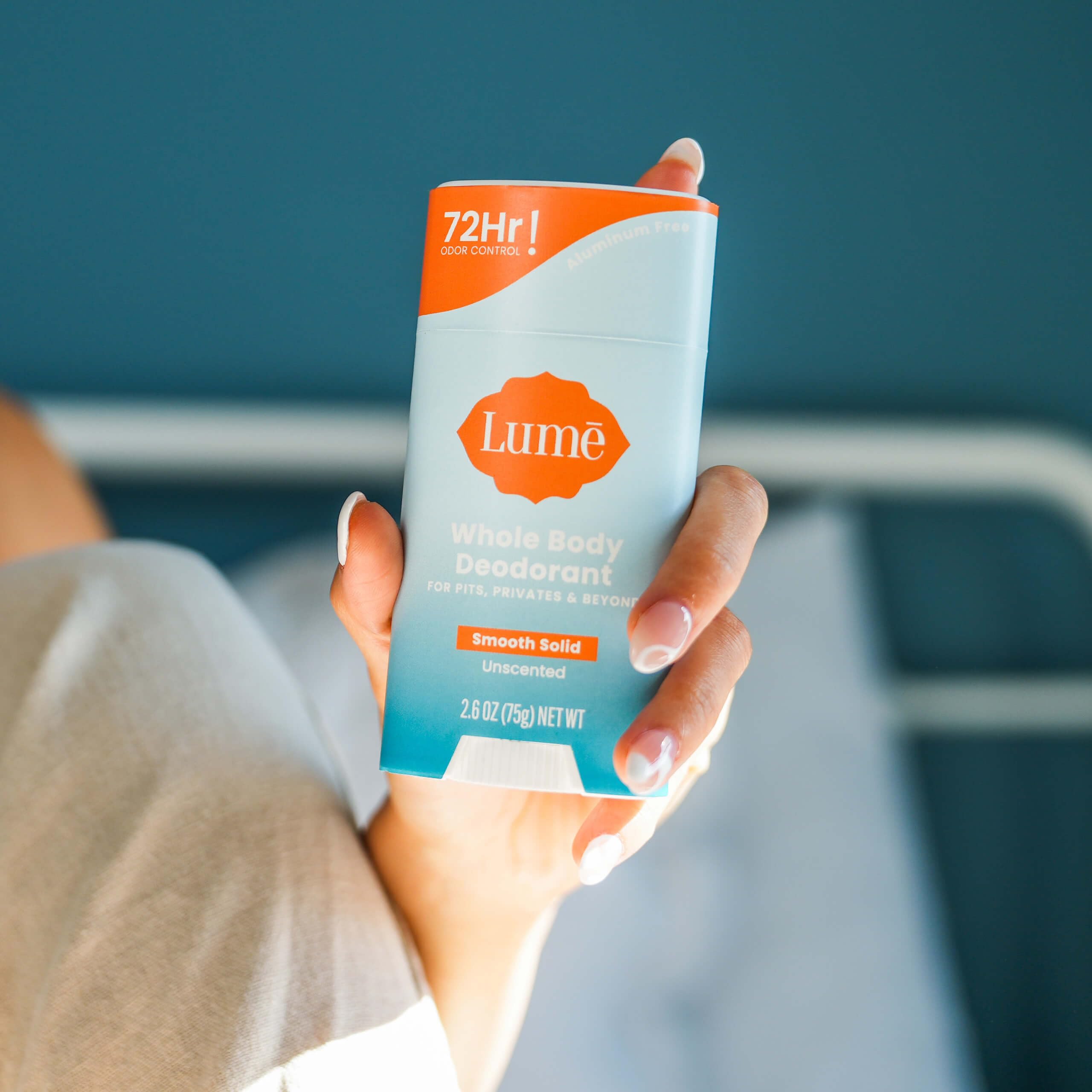 Lume deodorant 72-hour odor-control feature on packaging.