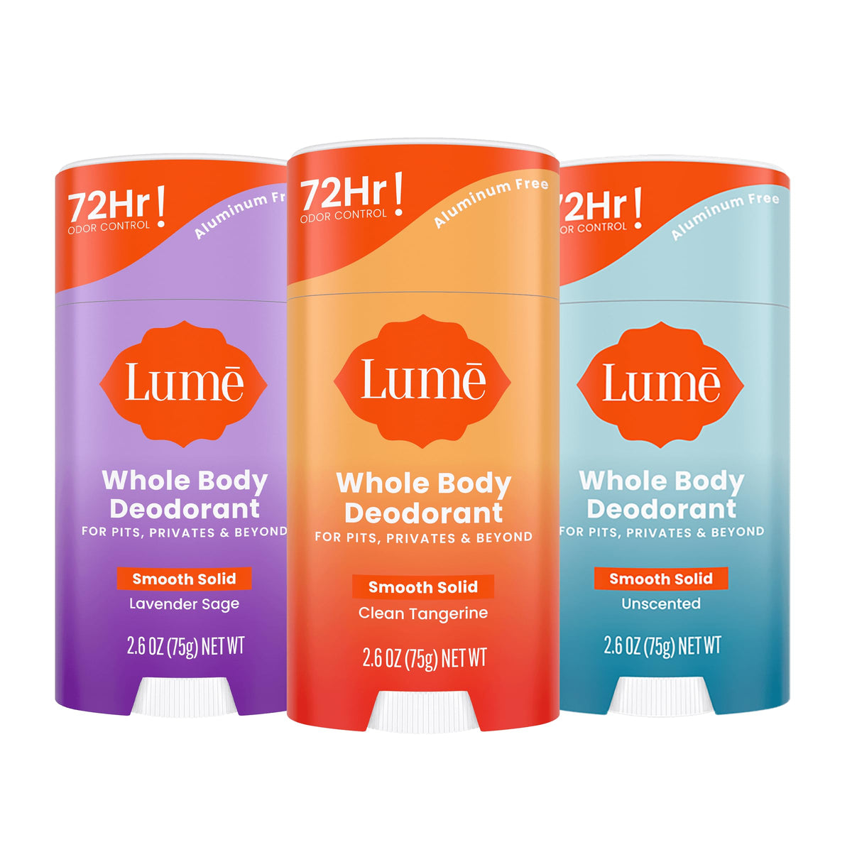 Lume Déodorant bâton solide lisse prêt à l'emploi pour le corps entier.
