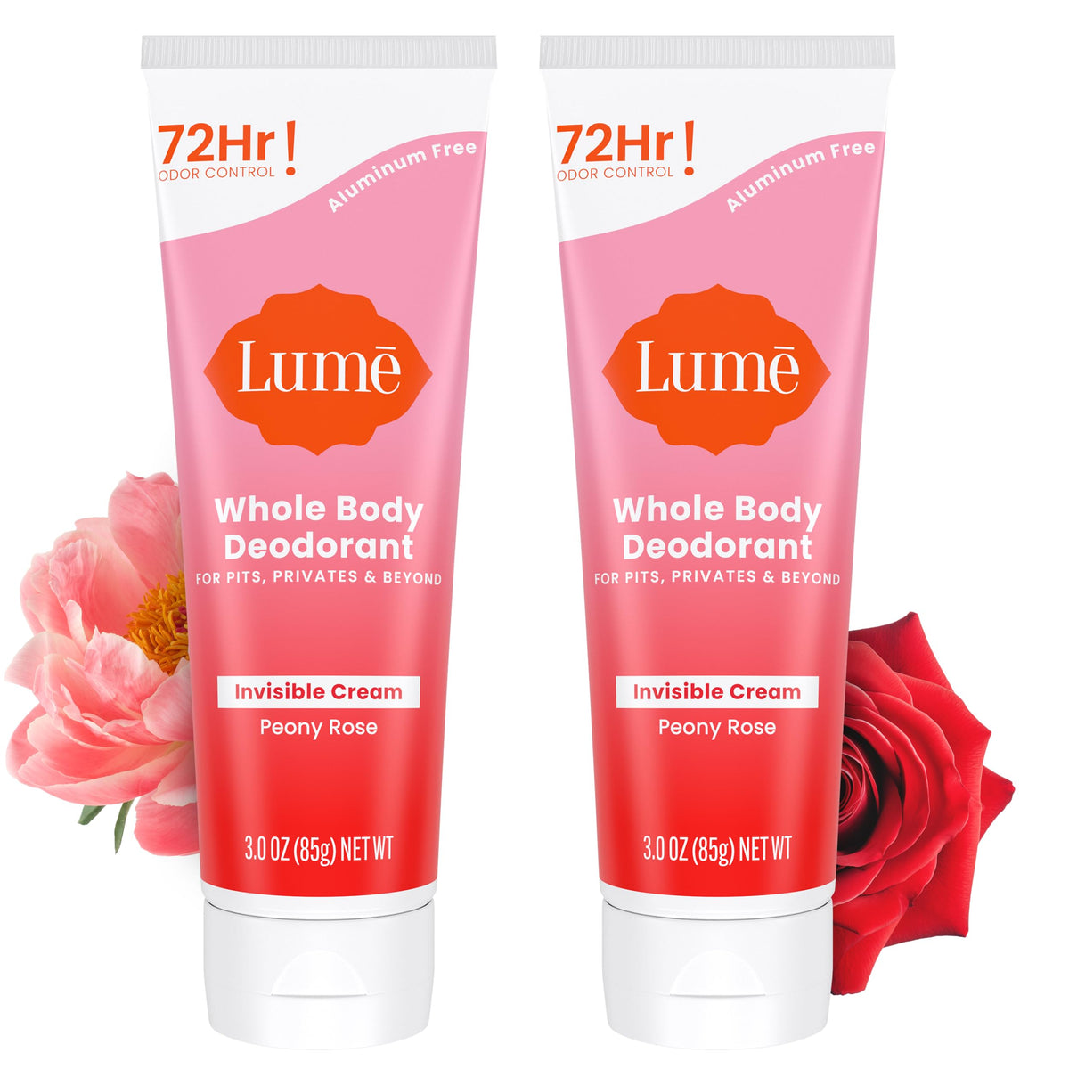 Lume Déodorant Corps Invisible en Tube Peony Rose, fraîcheur durable.