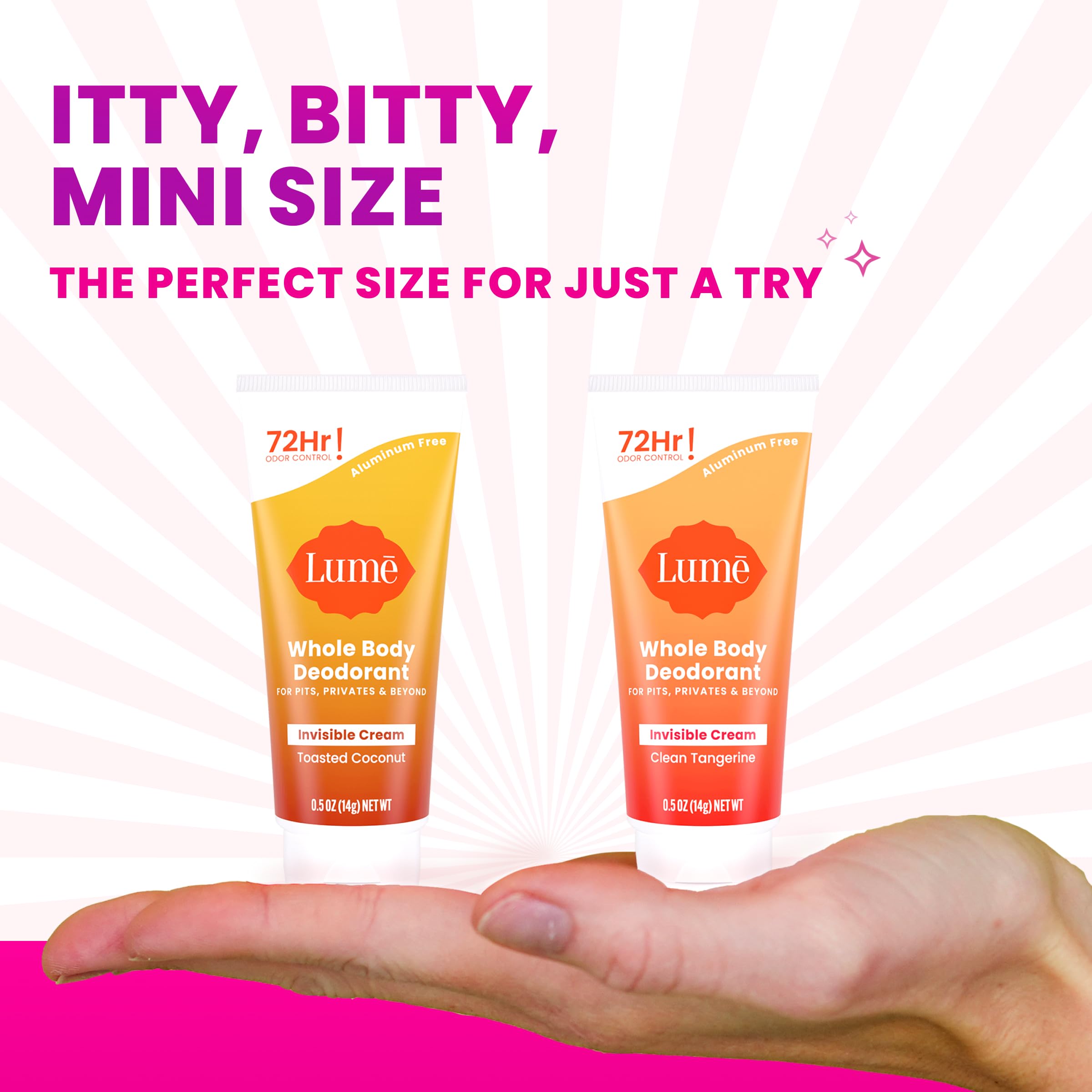 Lume déodorant corps mini crème invisible mandarine fraîche, fraîcheur durable.