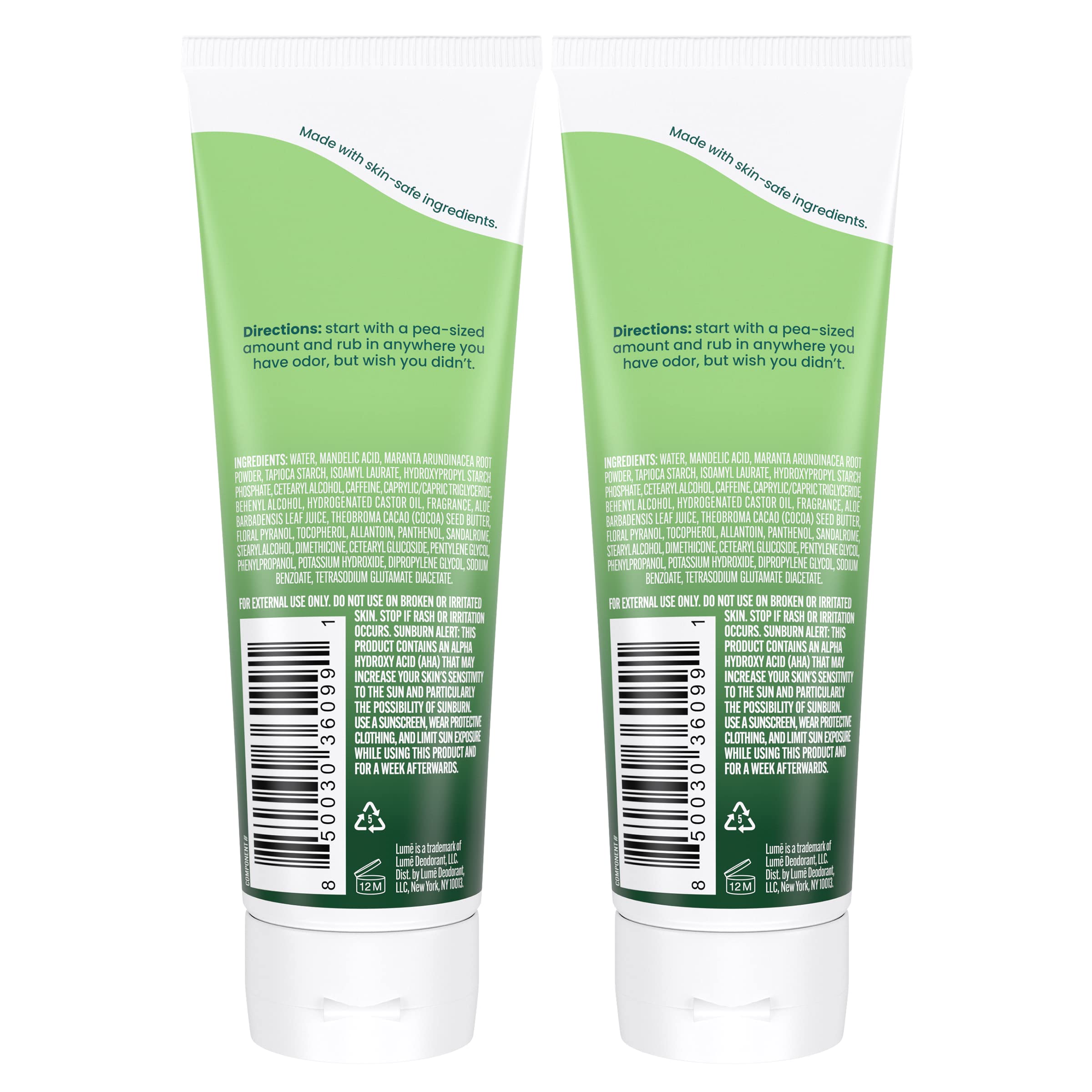 Texture crème invisible de Lume appliquée comme une lotion hydratante.