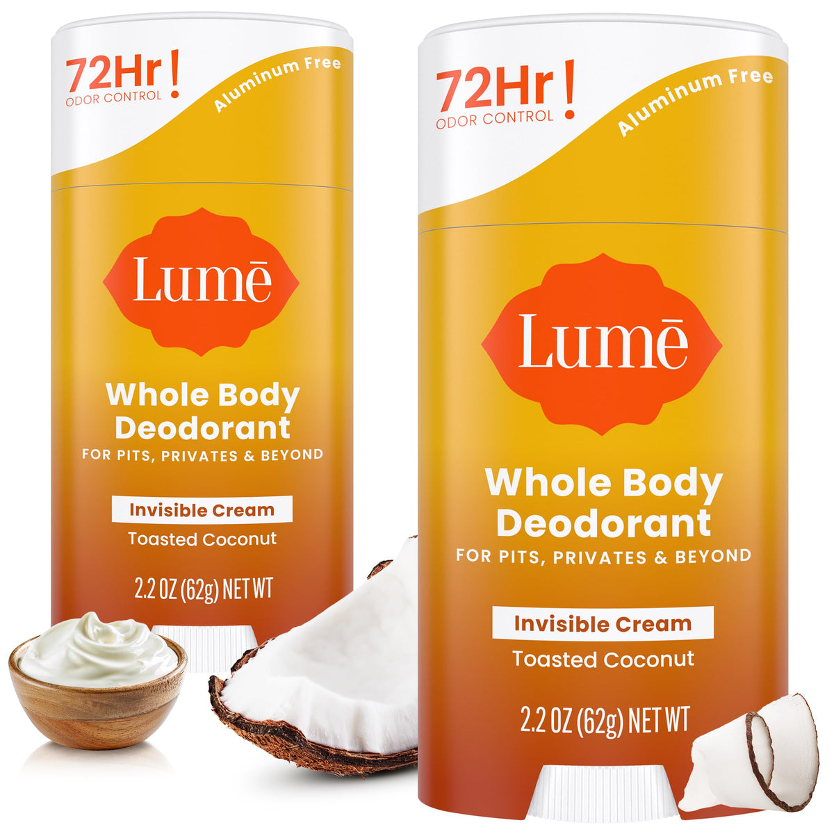 Lume déodorant crème invisible pack de 2, fraîcheur durable.
