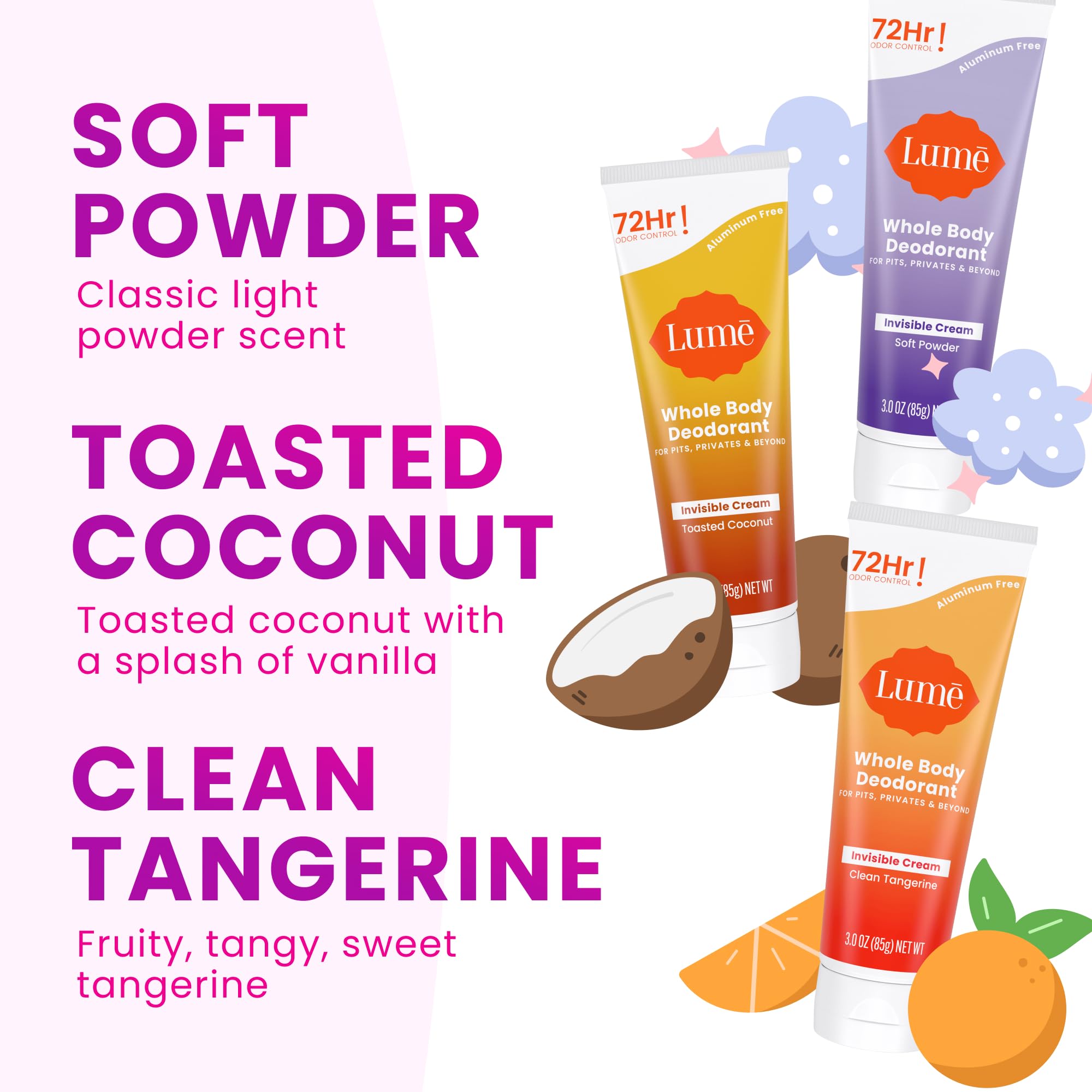 Lume Déodorant Noix de Coco Toastée, parfum gourmand et frais.