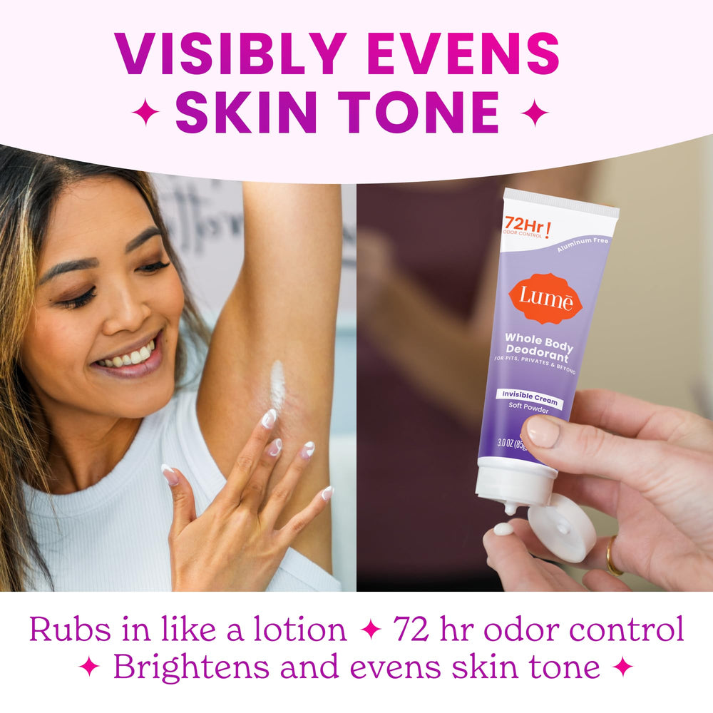 Lume Déodorant Peau Homogénéisée pour un teint visuellement uniforme.