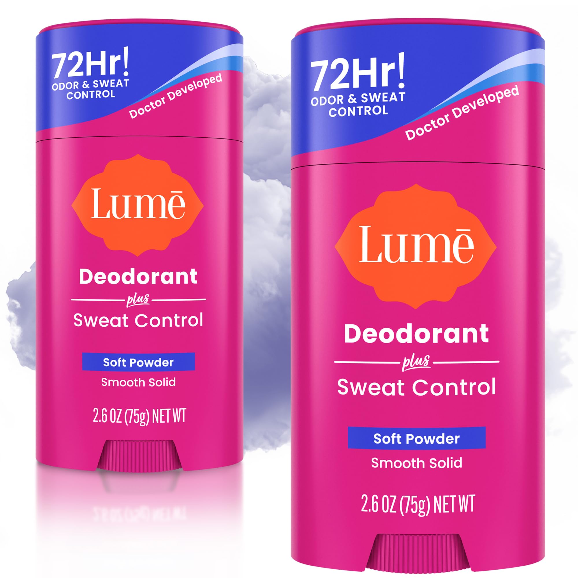 Lume Déodorant Plus: baton lisse et poudre douce, protection durable.