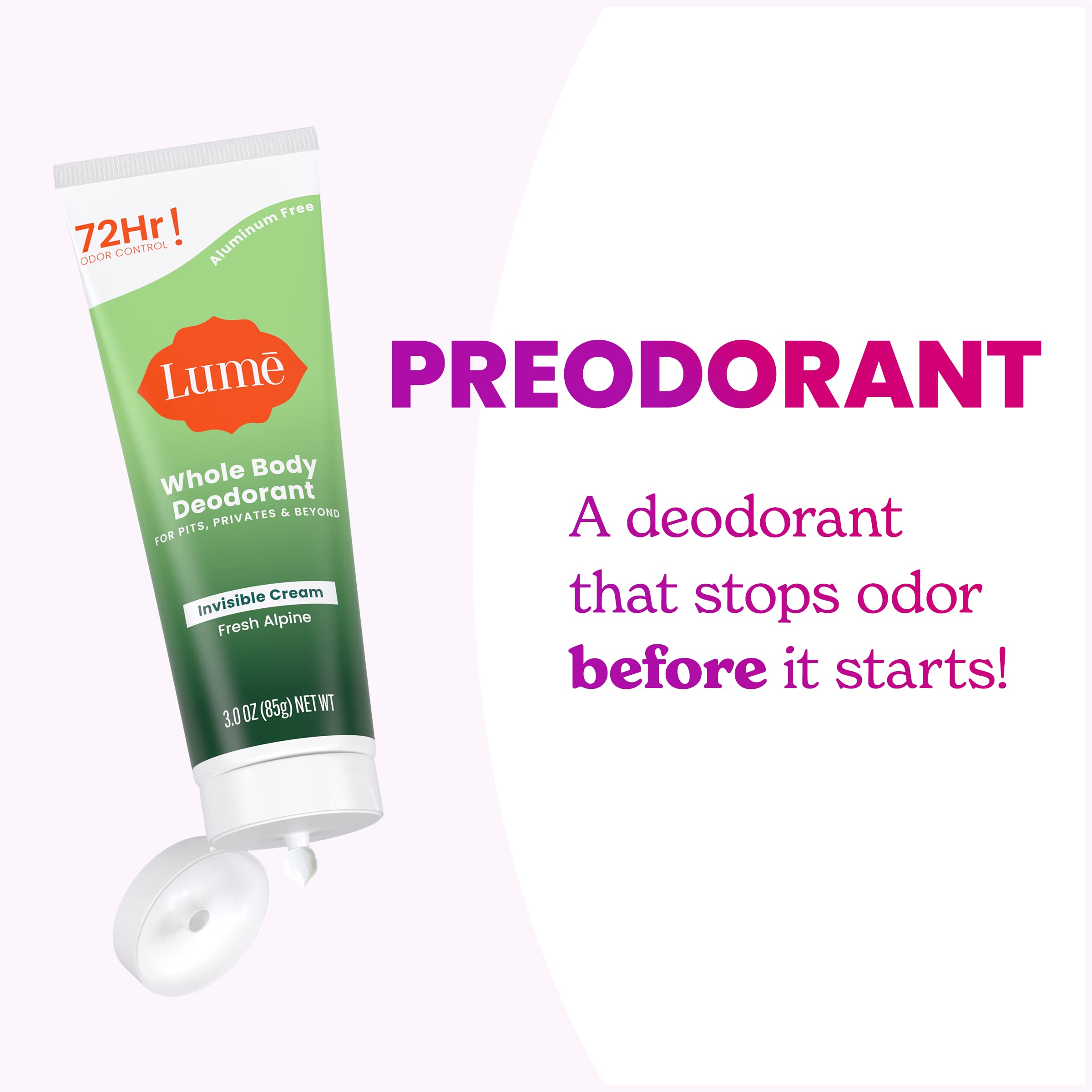 Lume sans bicarbonate, adapté aux peaux sensibles.