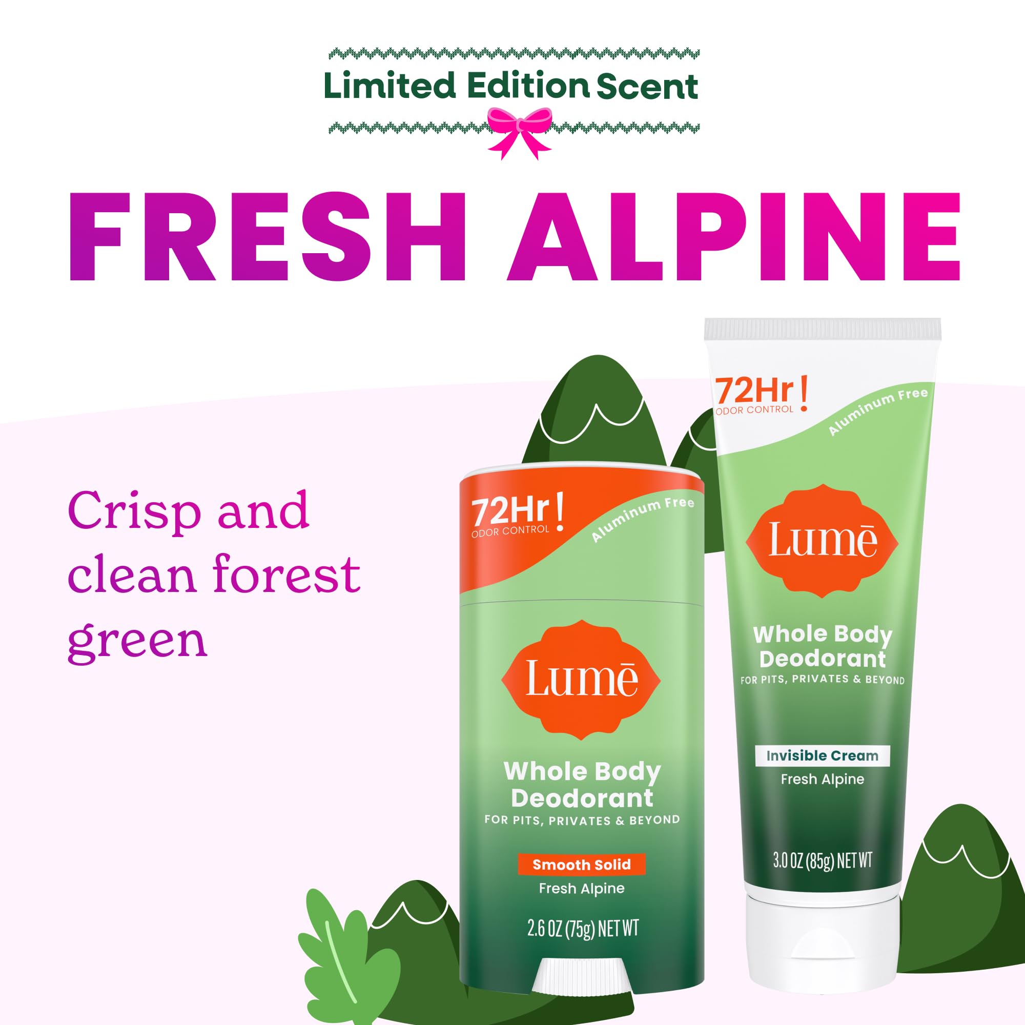 Lume déodorant stick frais alpin, application ciblée et efficace.