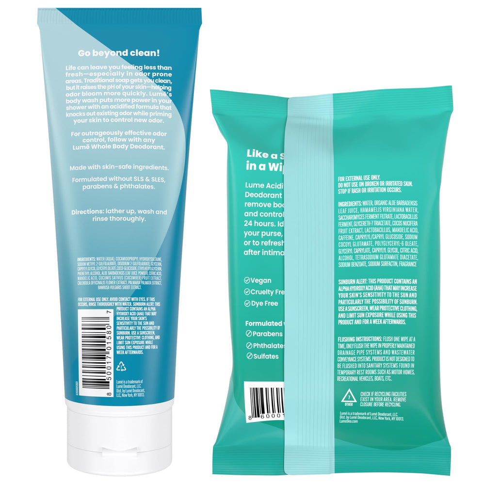 Lingettes Lume Concombre, parfum léger, sensation rafraîchissante.