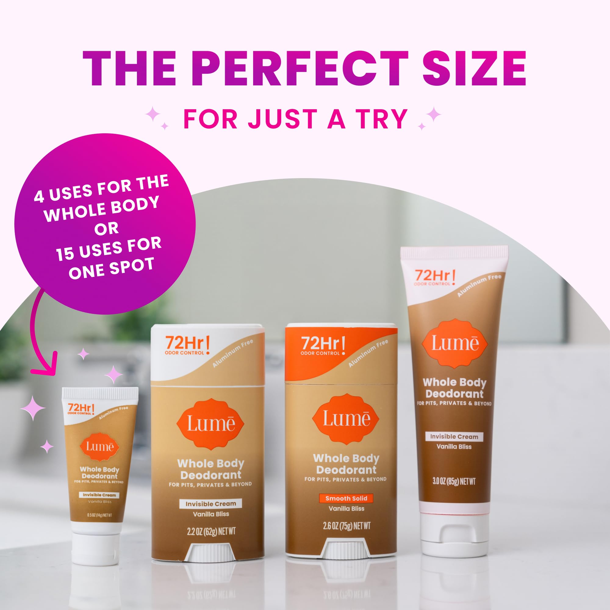 Lume mini tubes, creme invisible, voyage sans compromis.