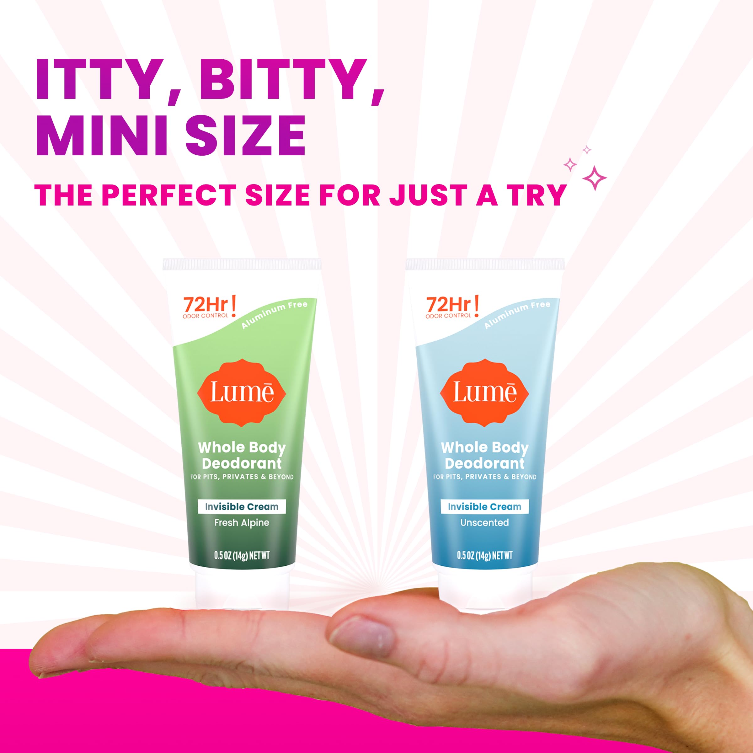 Lume Pack de deux mini-tubes 0,5 oz, pratique en déplacement.