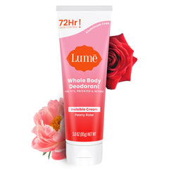 Lume Peony Rose invisible cream tube for all-day odor control