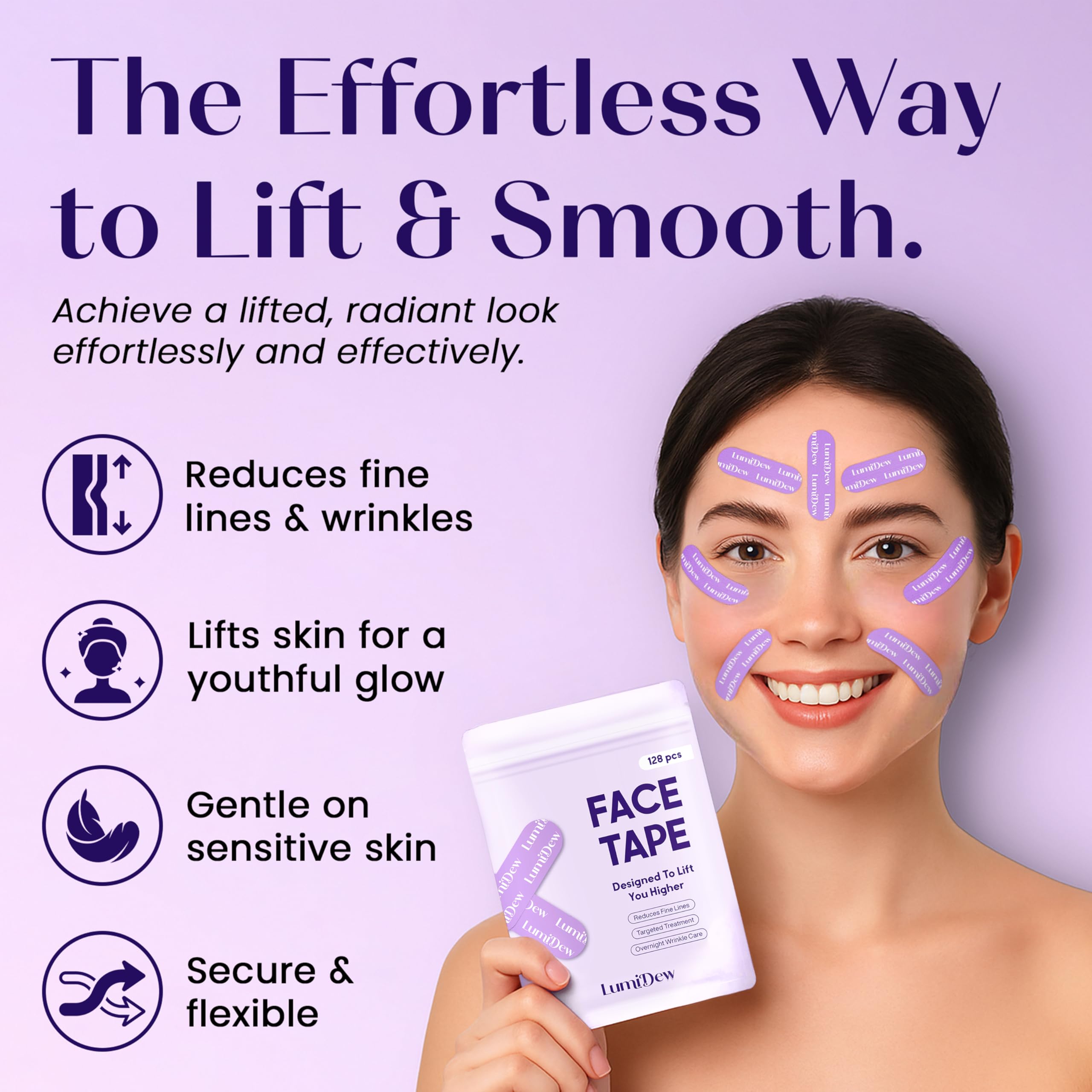 Bande LumiDew visage nuit lifting léger pour peau tonifiée.