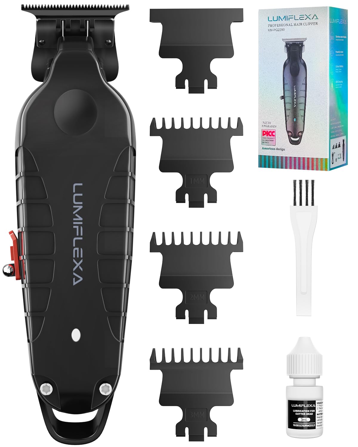 Lumiflexa Trimmer lame inox, précision professionnelle pour barbe et contours.