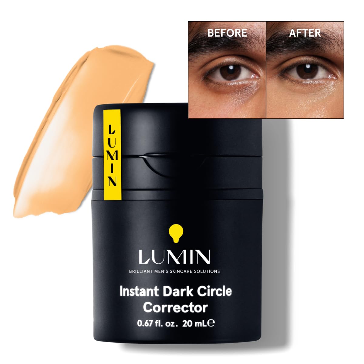 Lumin correcteur-cernes homme-bouteille atténue visiblement les cernes.