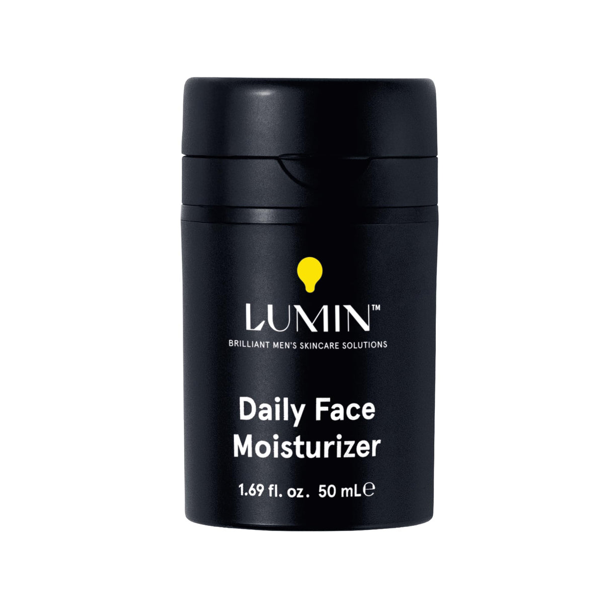 Lumin crème-visage pour homme en flacon, hydratation pratique et quotidienne.