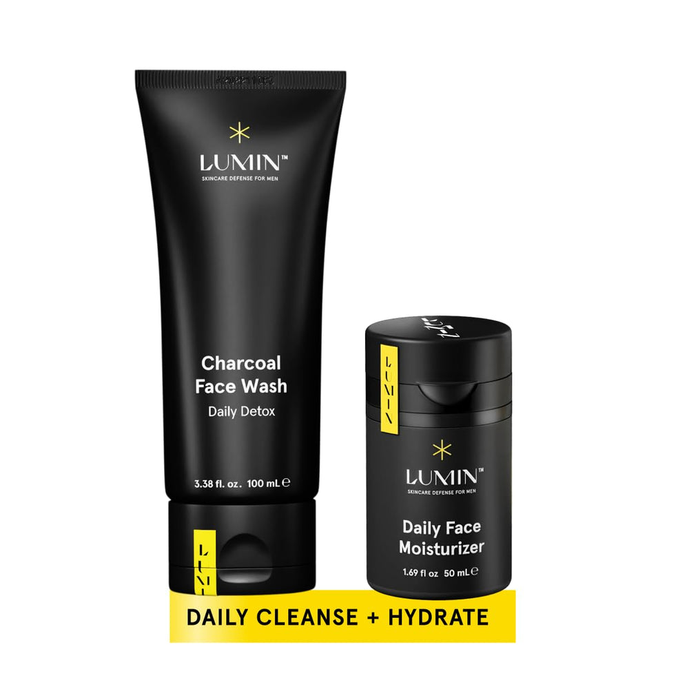 Duo Lumin Charbon Lavage et Crème Hydratante pour routine masculine simple
