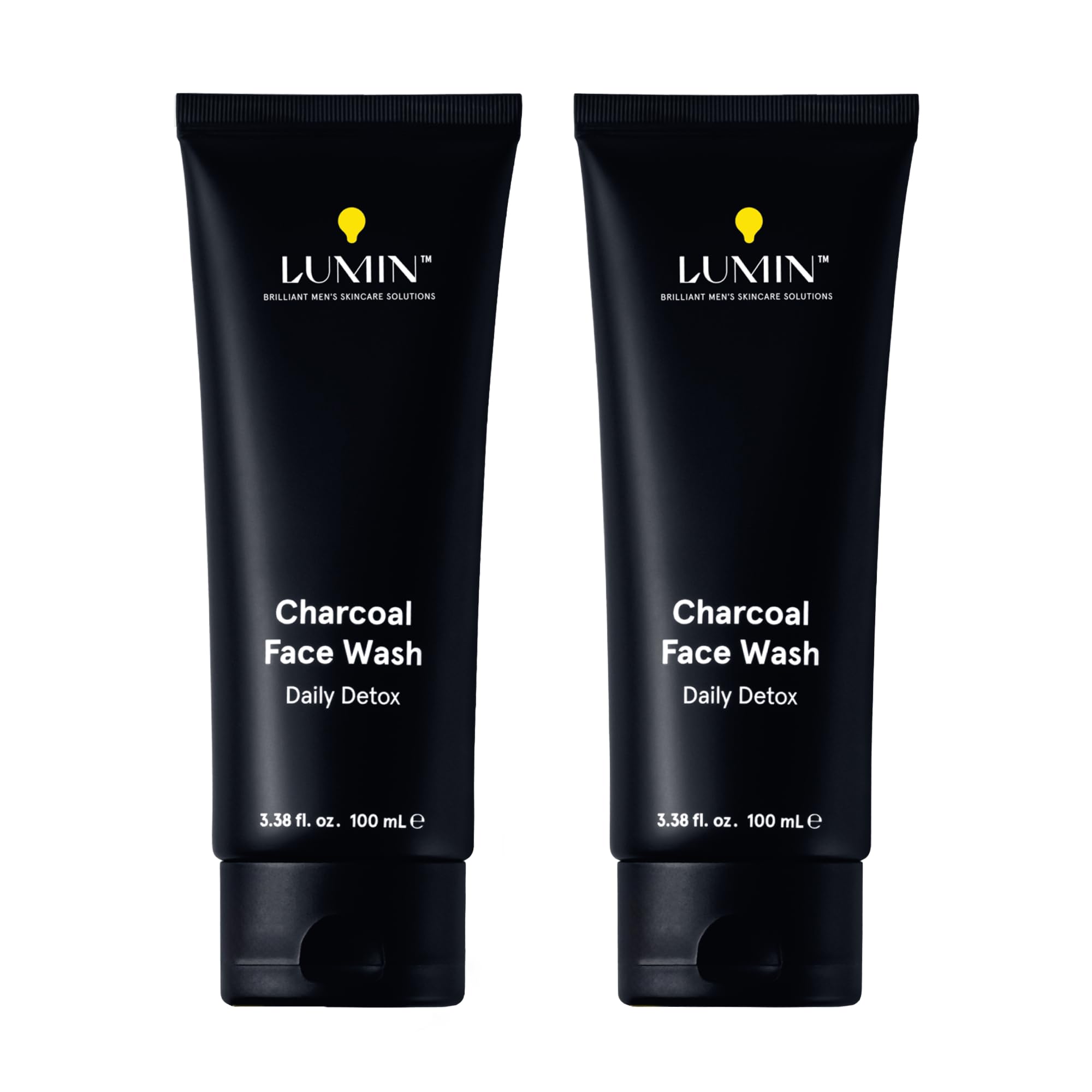 Lumin nettoyant charbon visage, bouteille: purifie en douceur et prépare le rasage.