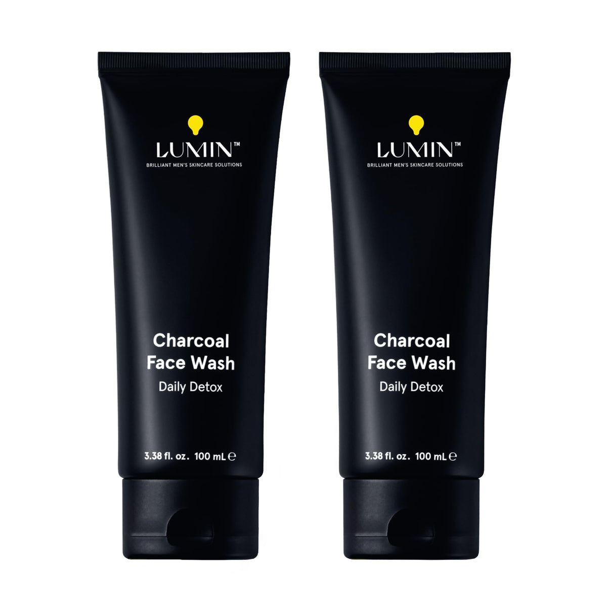 Lumin nettoyant charbon visage, bouteille: purifie en douceur et prépare le rasage.