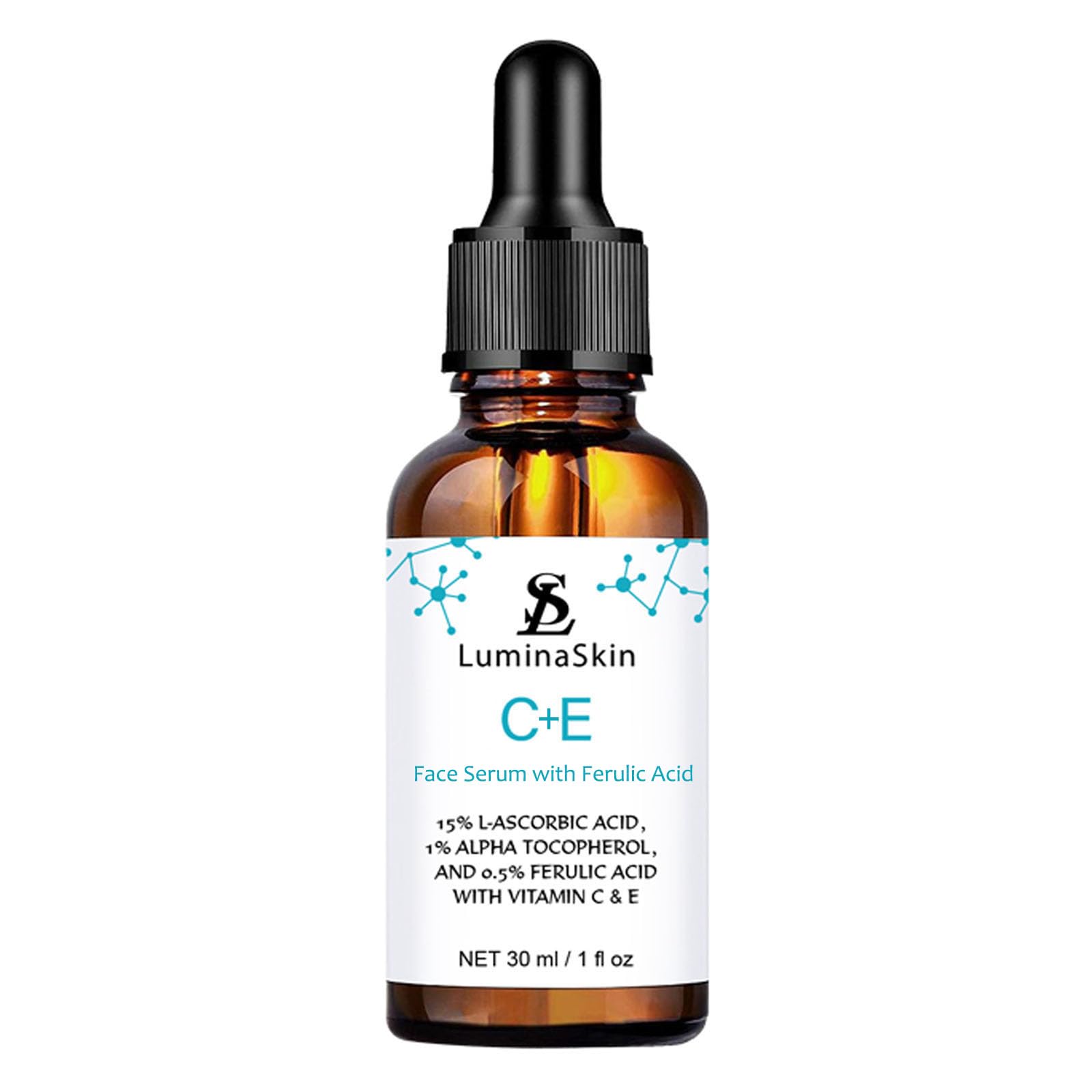LuminaSkin sérum vitamine C sur visage pour une application facile et rafraîchissante