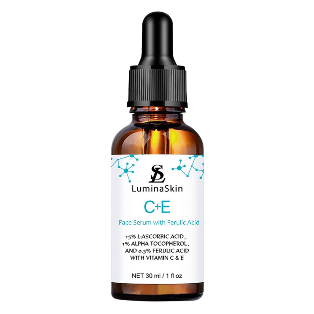 LuminaSkin sérum vitamine C sur visage pour une application facile et rafraîchissante