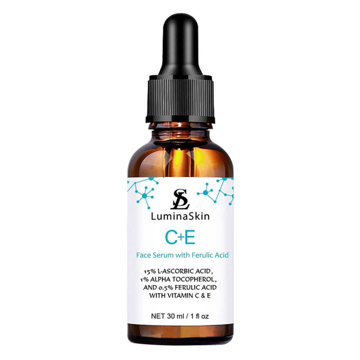 LuminaSkin sérum vitamine C sur visage pour une application facile et rafraîchissante