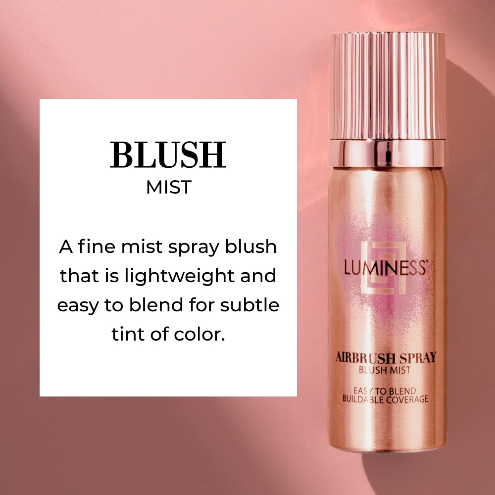 Luminess blush en pulvérisation offre une application précise grâce à une diffusion fine.