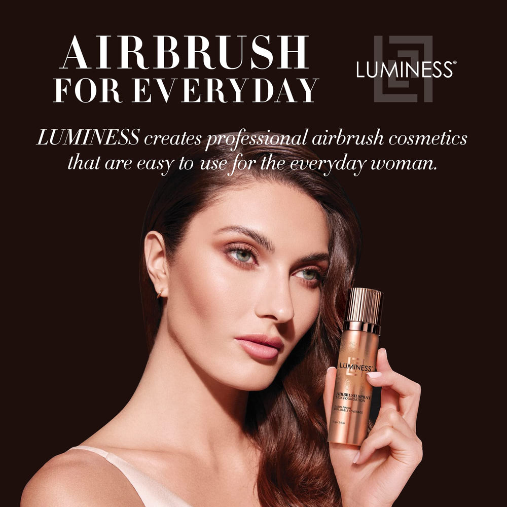 LUMINESS brand heritage highlighting airbrush innovations and beauty tech.