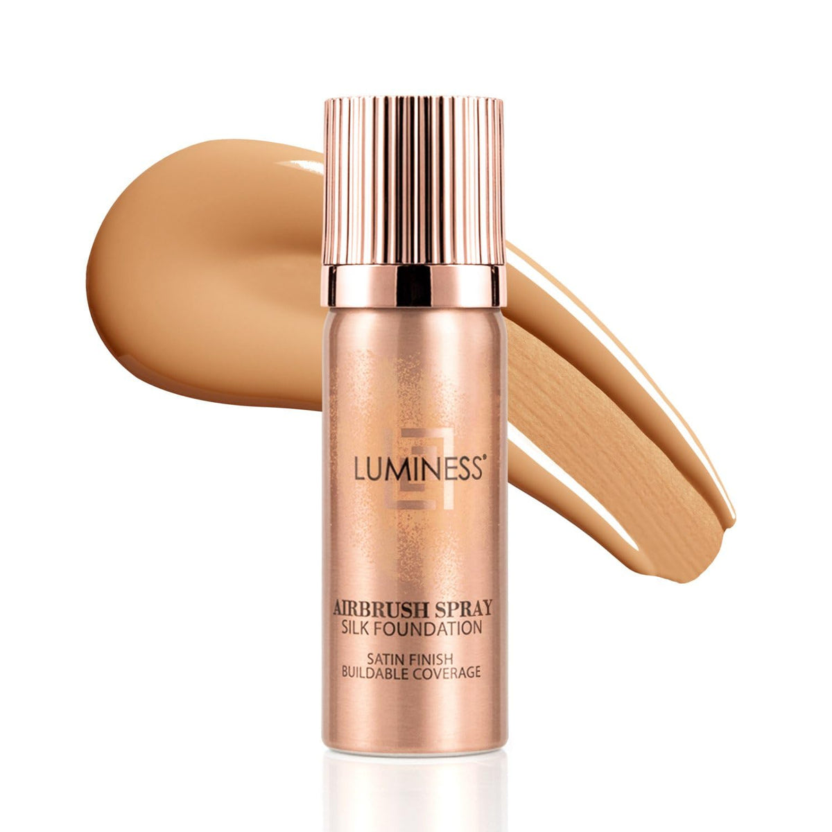 LUMINESS fond-de-teint en spray : flacon montrant texture fine pour couverture modulable.