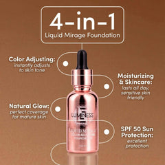 Luminess Liquid Mirage primer SPF50, protection légère et base prête pour le maquillage.