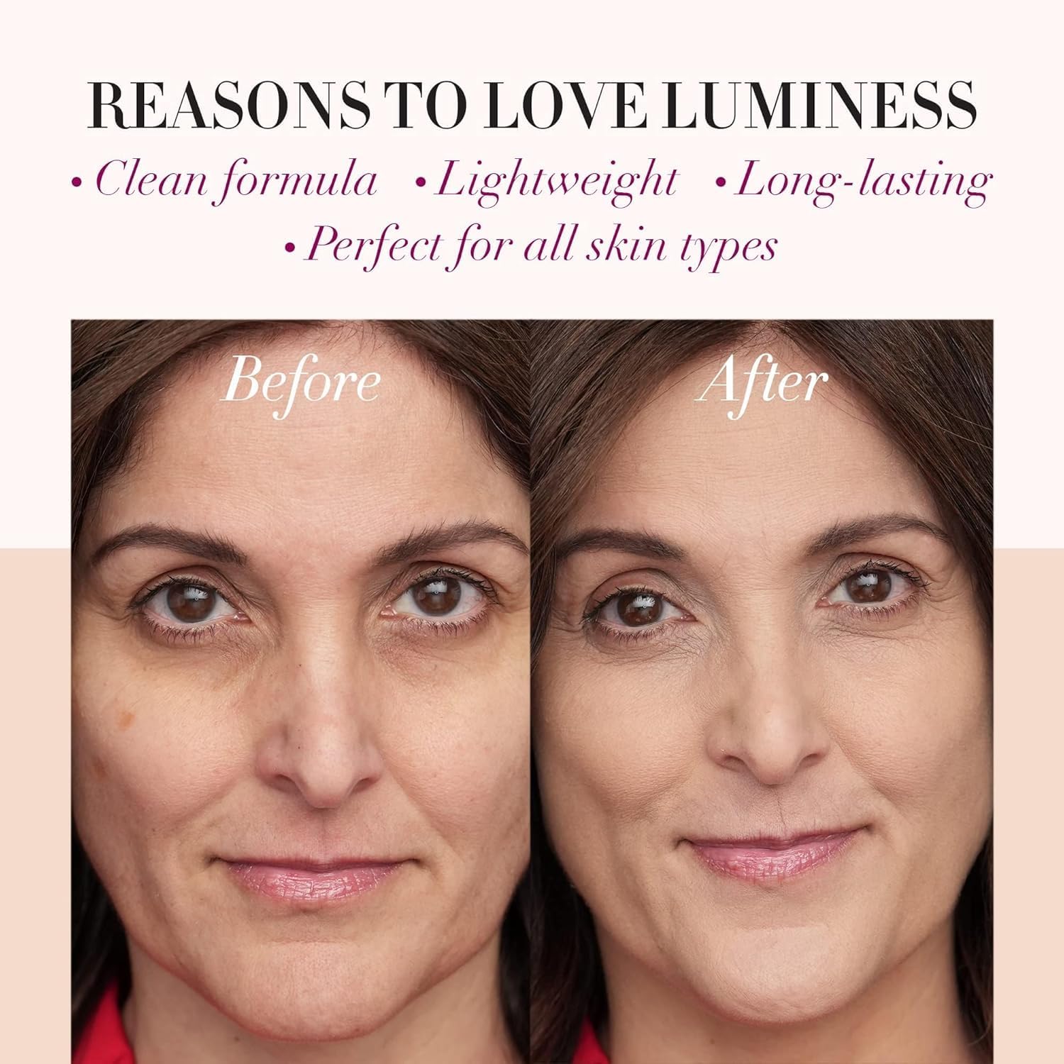 LUMINESS fond de teint : texture hydratante grâce à la soie hydrolysée et à l'acide hyaluronique.
