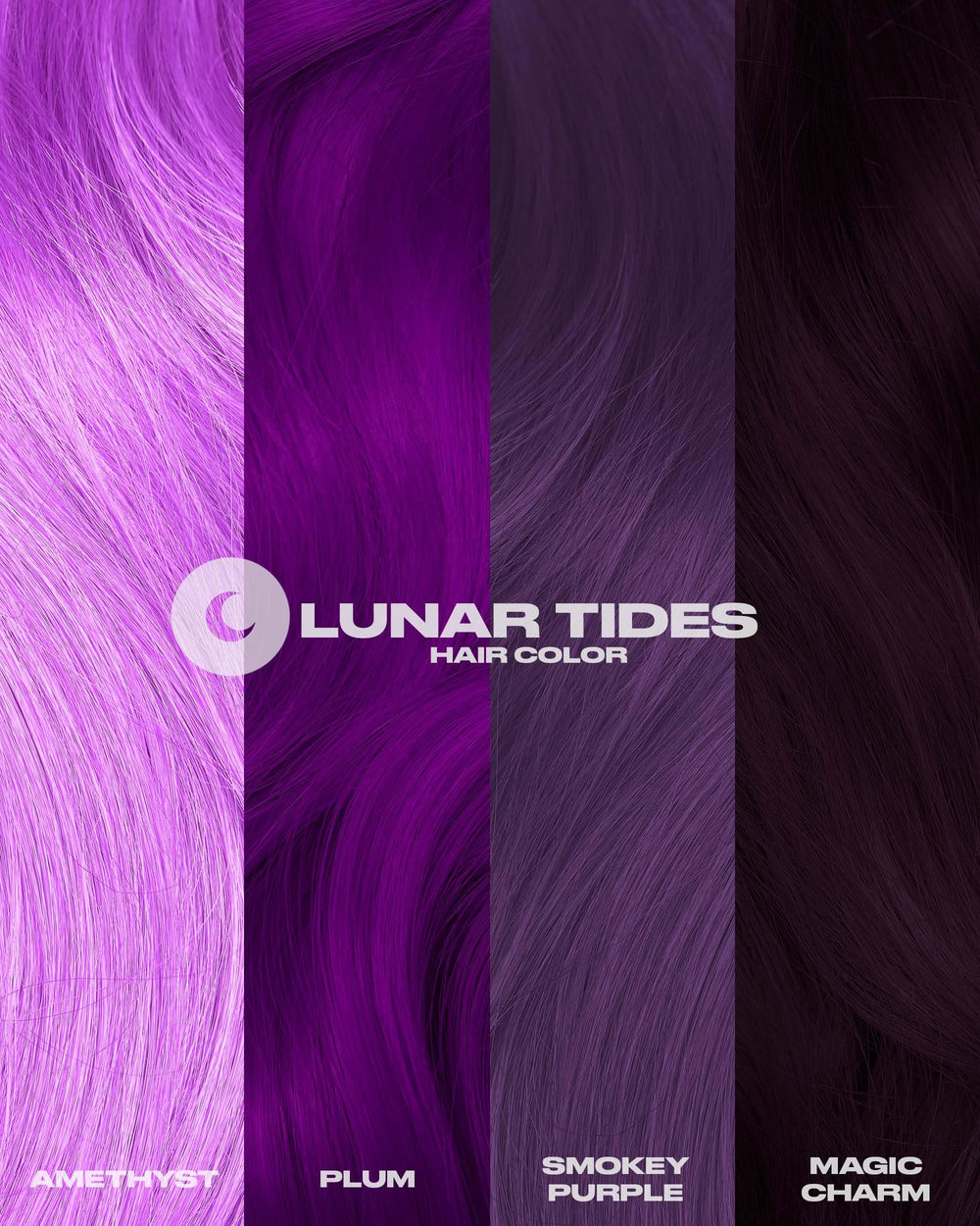 Swatches Plum sur cheveux pour prévisualiser la couleur.