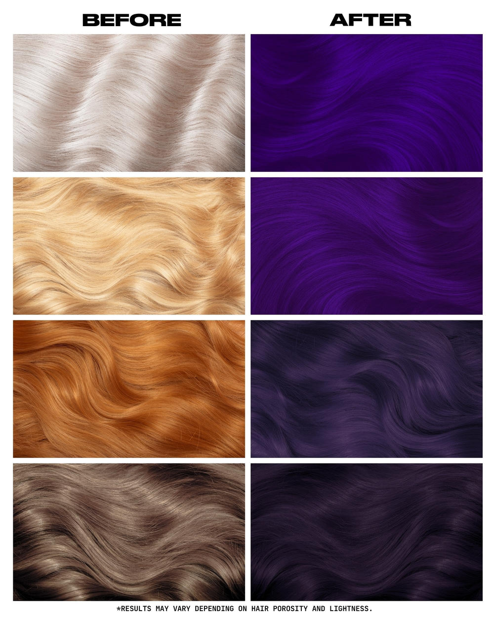 Application Lunar Tides violet foncé à domicile sur cheveux propres et secs.