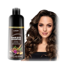Lunory Shampoing Coloration Bouteille: couleur sombre et couverture des cheveux gris à domicile.
